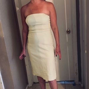 Express yellow strapless dress